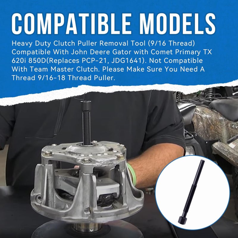 SeDeplacer Heavy Duty Clutch Puller Removal Tool (9/16 Thread) Compatible with John Deere Gator with Comet Primary TX 620i 850D(Replaces PCP-21, JDG1641) - Image 1